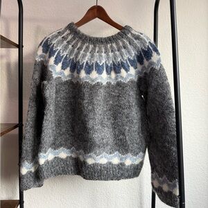 Icelandic Handmade Lopapeysa Wool Sweater, M/L